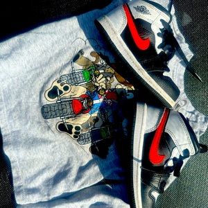 Toddler Bundle Jordan 1’s and Long Sleeve Designer Shirt (3 piece)